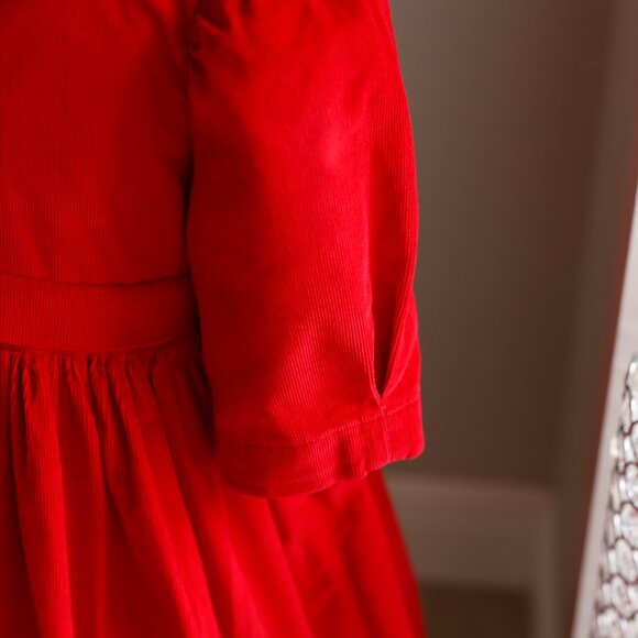 Red PinWale Corduroy Dress Size 4 Luli & Me Boutique French Tucks Traditional - Picture 4 of 5